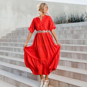 Red tiered maxi dress - size 3xl